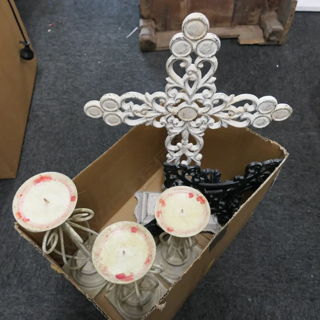 LOT ASSORTED CANDLESTICKS, CRUCIFIX ETC Image 1++