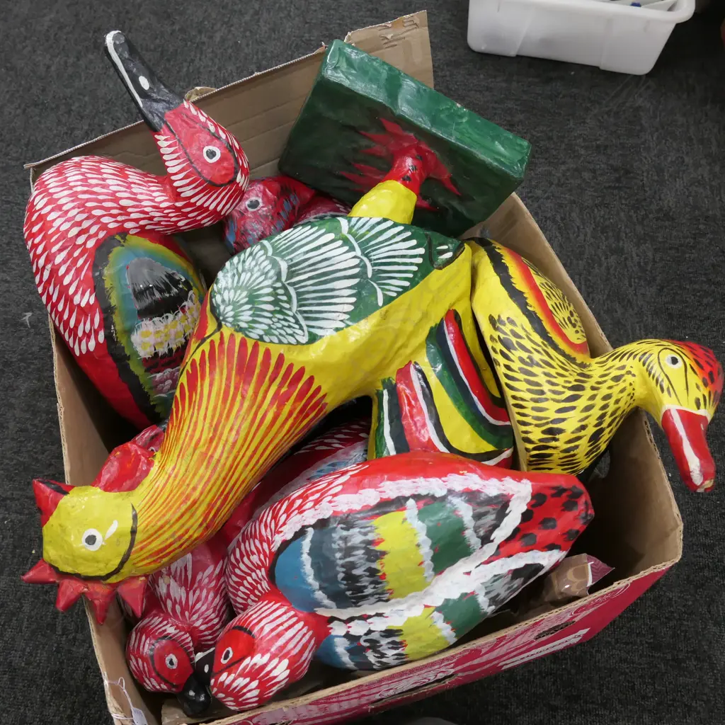 BOX PAPIER MACHE BIRDS Image 1++