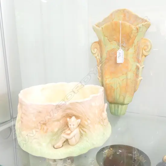 BESWICK WALL POCKET VASE + GNOMES SYLVAC BOWL