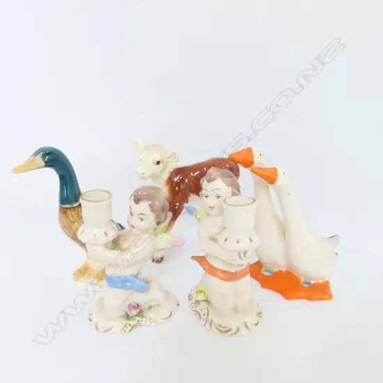 BESWICK ANIMAL FIGURES, DUCKS AND COW, PAIR ANGELS