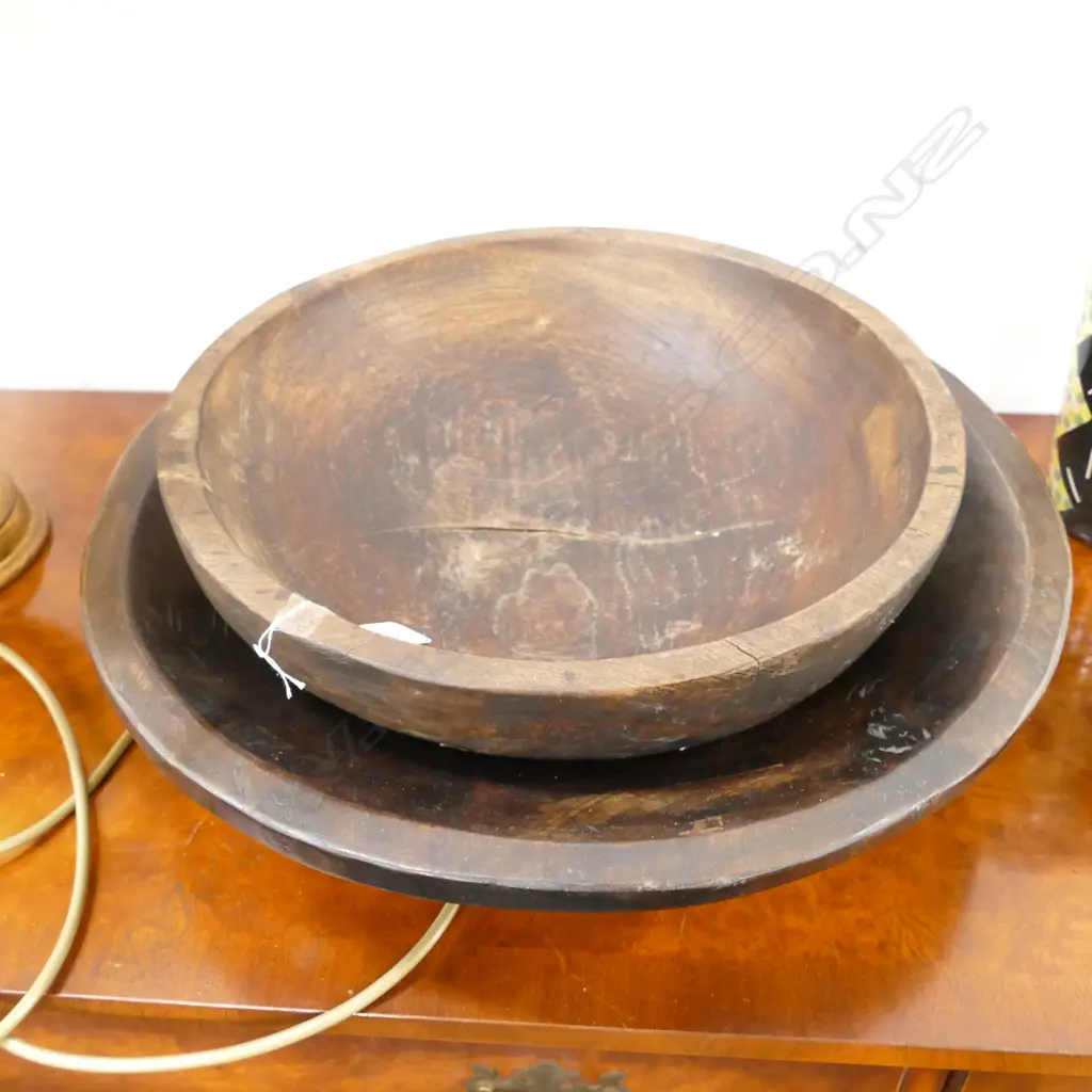 2 TROPICAL HARDWOOD TRIBAL BOWLS Dia's.400&500mm Image 1++