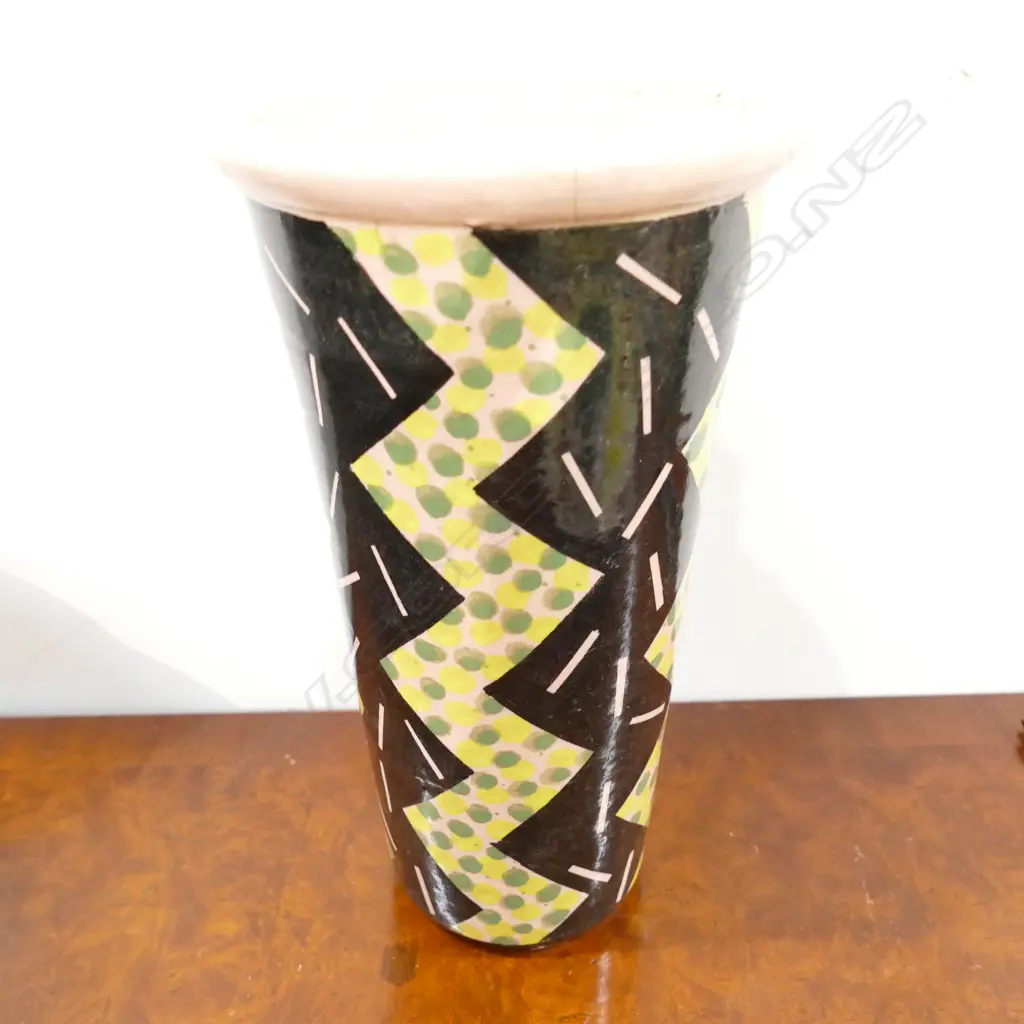 WARREN TIPPET TALL VASE ZIG ZAG BRIGHT TONES Image 1++
