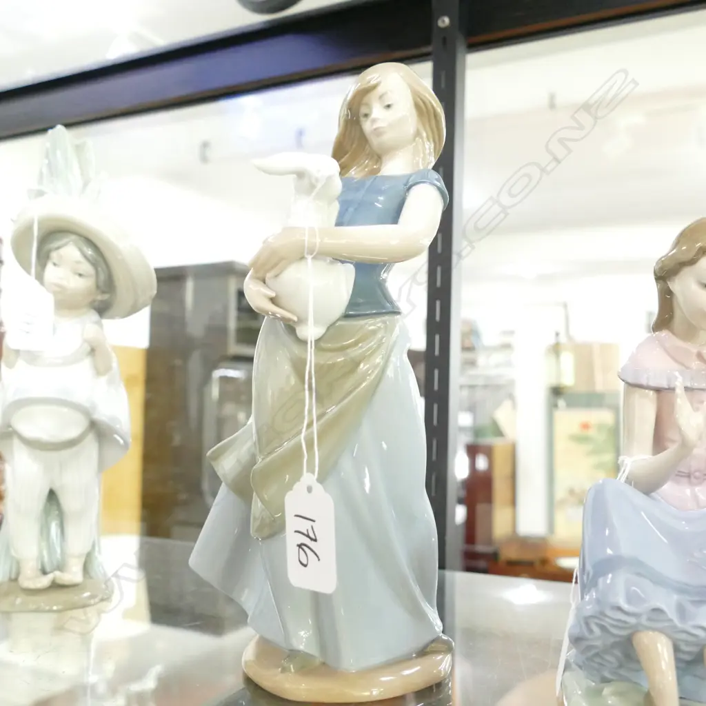 NAO BY LLADRO 'LADY HOLDING RABBIT' 270MM H Image 1++