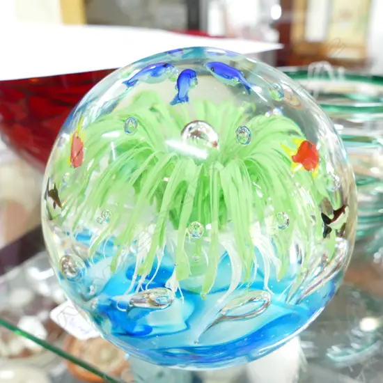 LARGE GLASS PAPERWEIGHT 130MM DIA