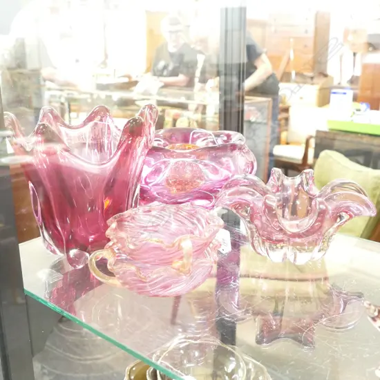 ASST ART GLASS VASES ETC