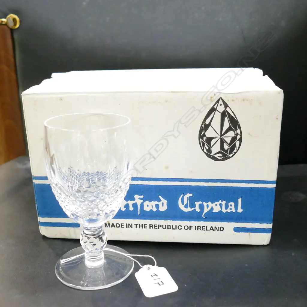 6 WATERFORD CRYSTAL COLLEEN PATTERN STEMMED WHITE WINE GLASSES Image 1++
