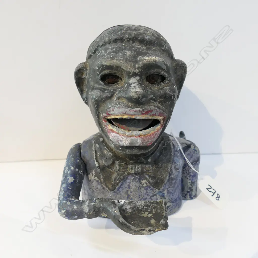 VINTAGE GREEDY BOY MONEY BANK ALUMINIUM BLUE JACKET Image 1++