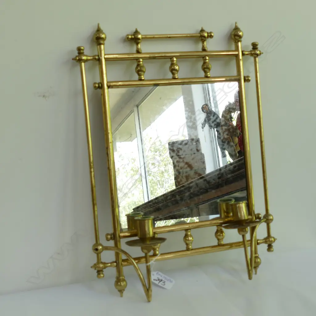 VICTORIAN BRASS MIRROR 380MM H Image 1++