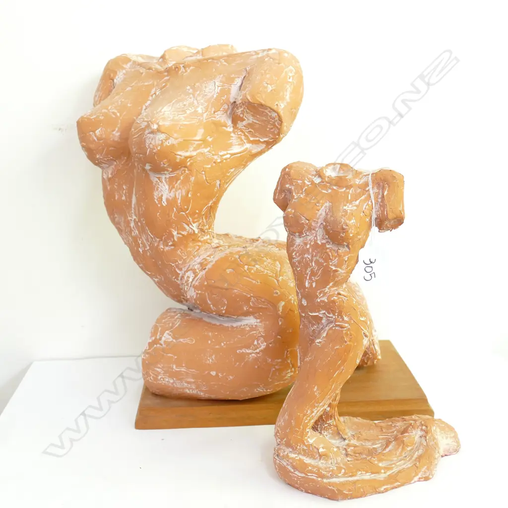 2 TERRA COTTA FIGURINE SCULPTURES Image 1++