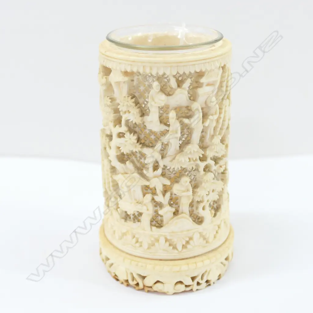 PIERCED IVORY VASE A/F  H 110 MM Image 1++
