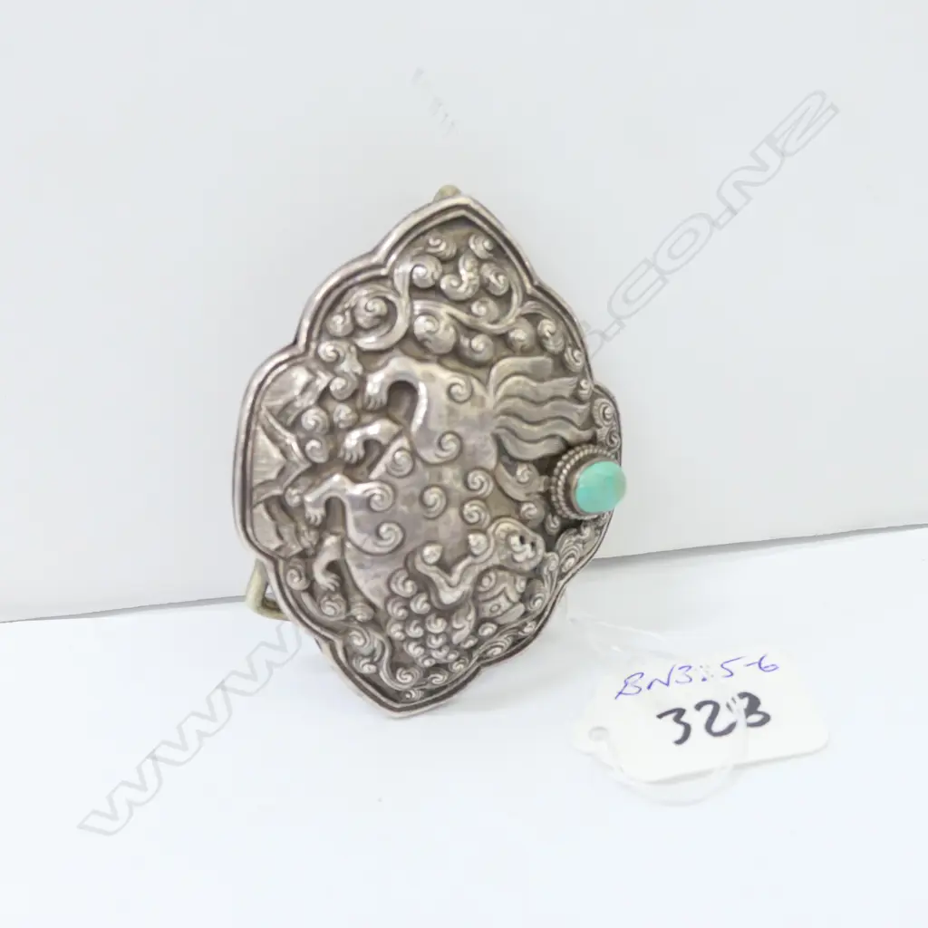 SILVER SHISHI EMBOSSED BELT BUCKLE Image 1++
