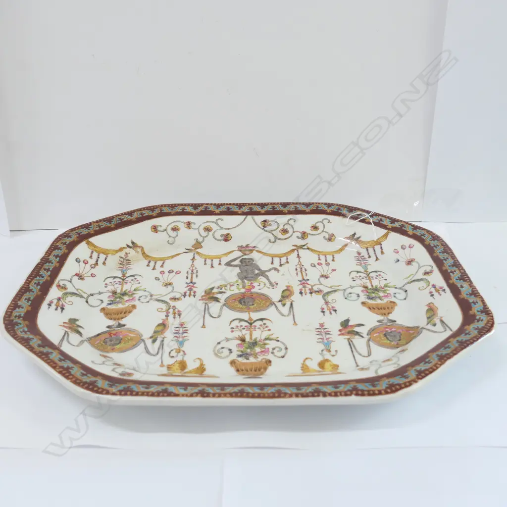 CHINESE EXPORT ASHETTE; MONKEYS BIRDS SWAGS Image 1++