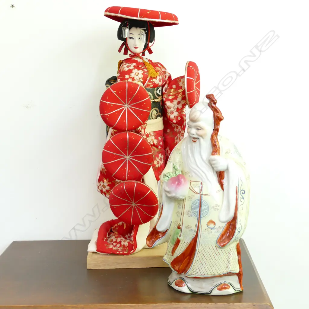 JAP DOLL & CHINESE PORCELAN FIGURE - SHAO LAO Image 1++