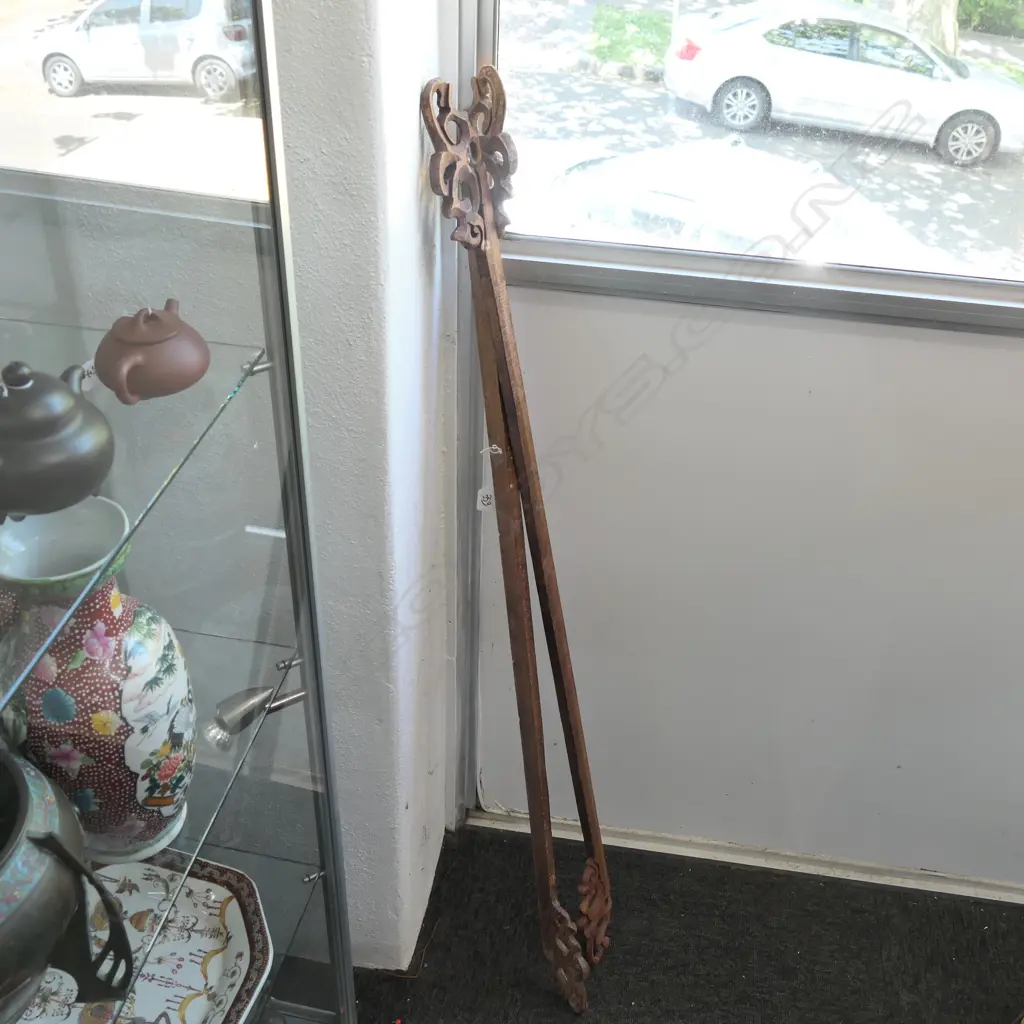 2 INDONESIAN FABRIC DISPLAY RODS Image 1++