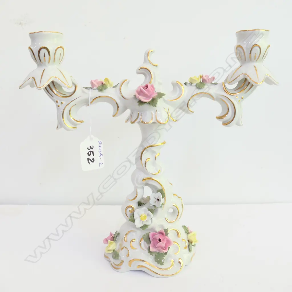 GERMAN PORCELAIN DOUBLE ARM CANDLESTICK HOLDER  Image 1++