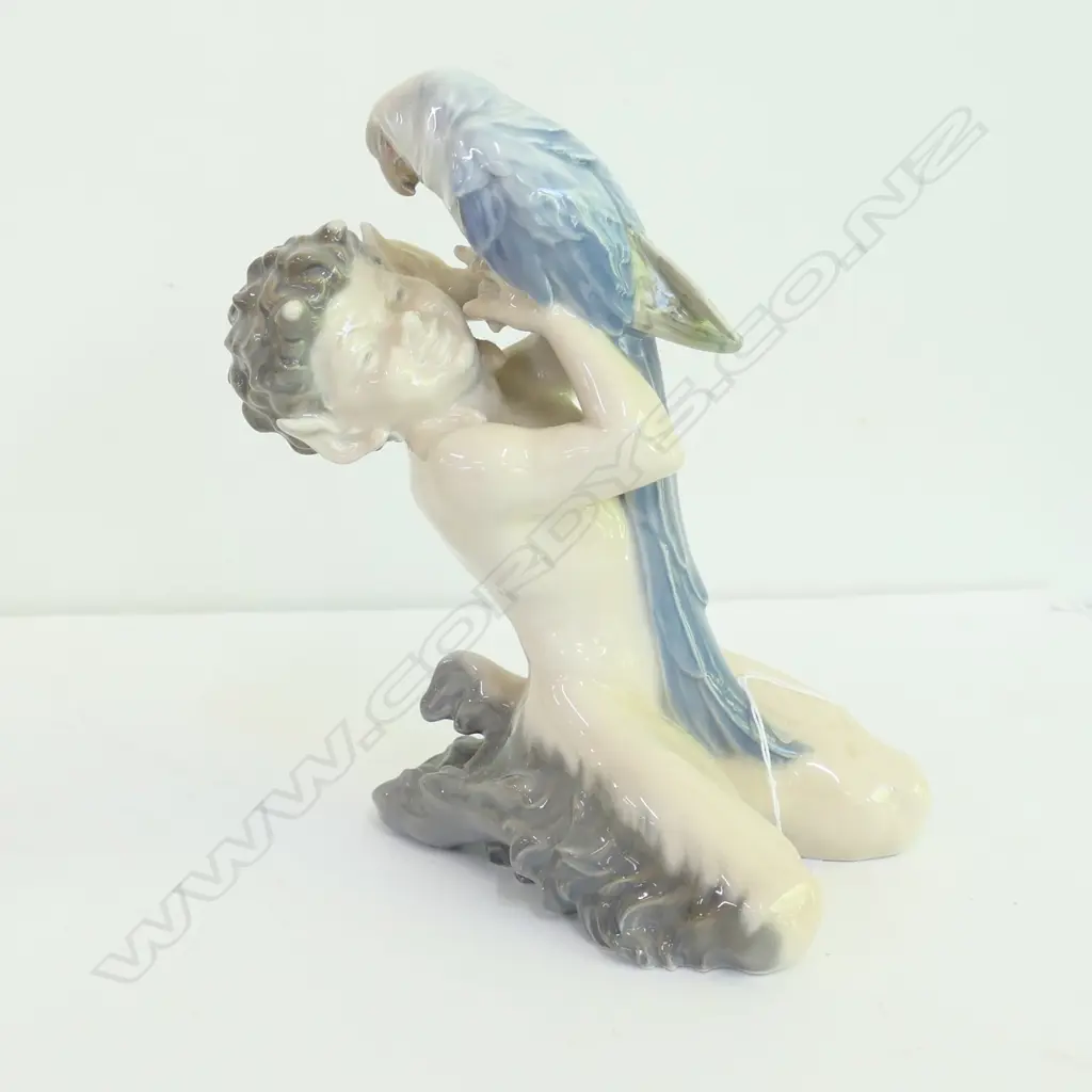 ROYAL COPENHAGEN SATYR WITH PARROT Image 1++