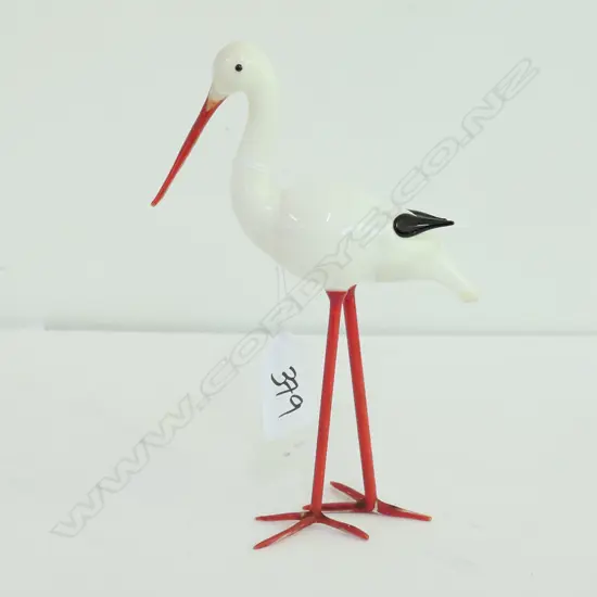 HAND BLOWN GLASS CRANE H 170 MM