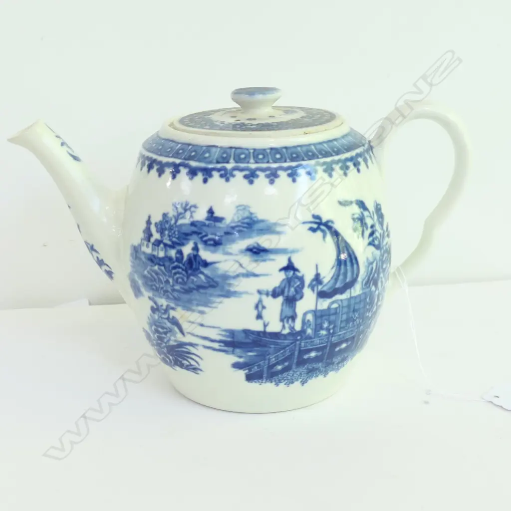 ANTIQUE WORCESTER TEAPOT 1780s (REPAIRED) Image 1++