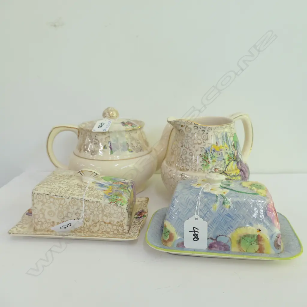 TUNSTALL TEAPOT, JUG, BUTTER DISH + R/WINTON BUTTER DISH Image 1++