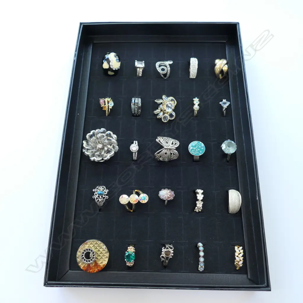 DISPLAY BOX WITH 25 COSTUME RINGS  Image 1++