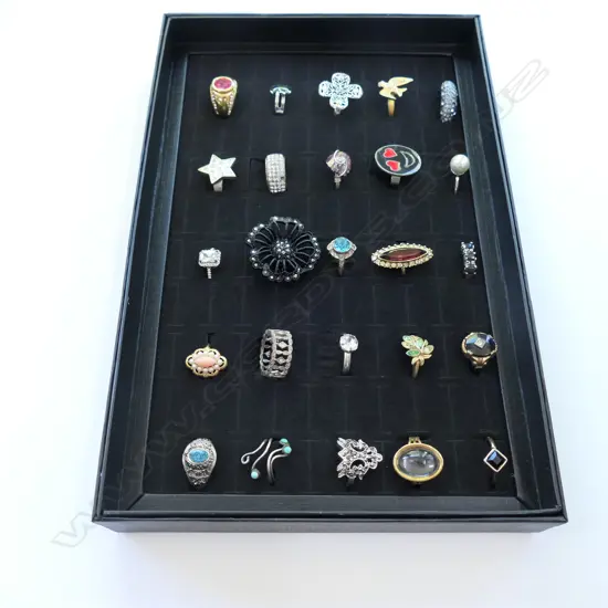 DISPLAY BOX WITH 25 COSTUME RINGS 