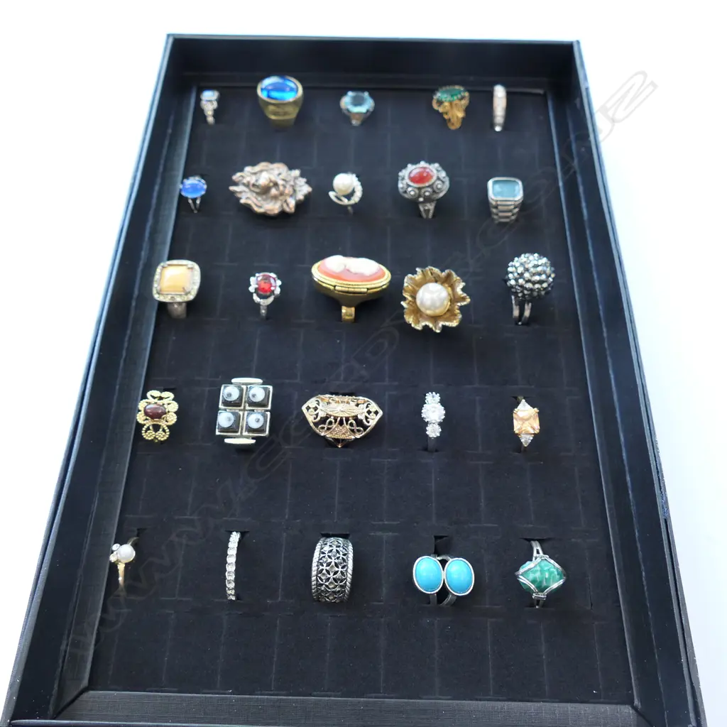 DISPLAY BOX WITH 25 COSTUME RINGS  Image 1++