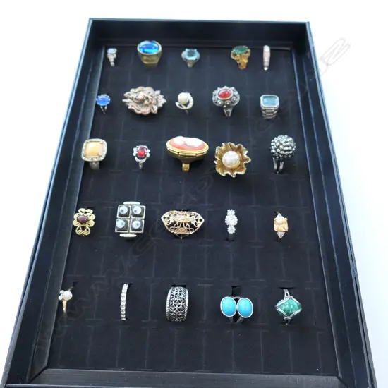 DISPLAY BOX WITH 25 COSTUME RINGS 