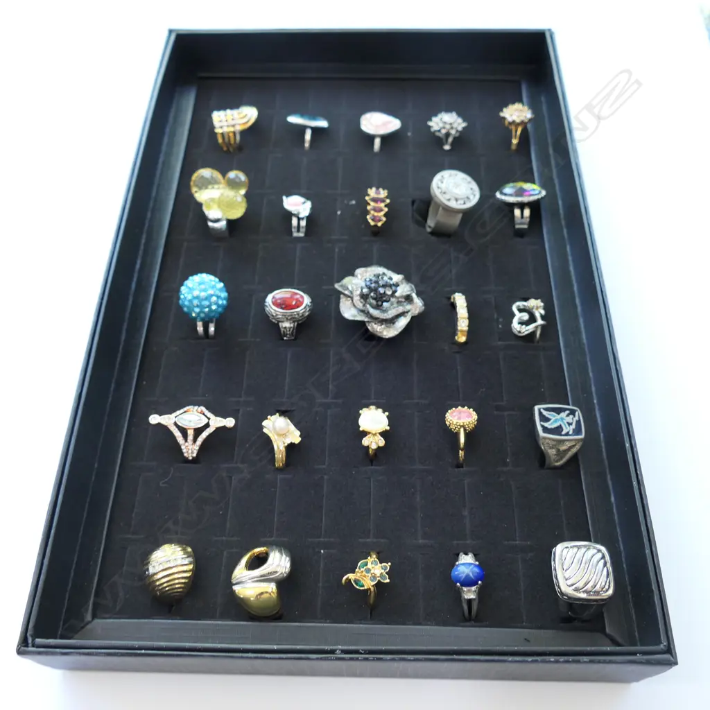 DISPLAY BOX WITH 25 COSTUME RINGS  Image 1++