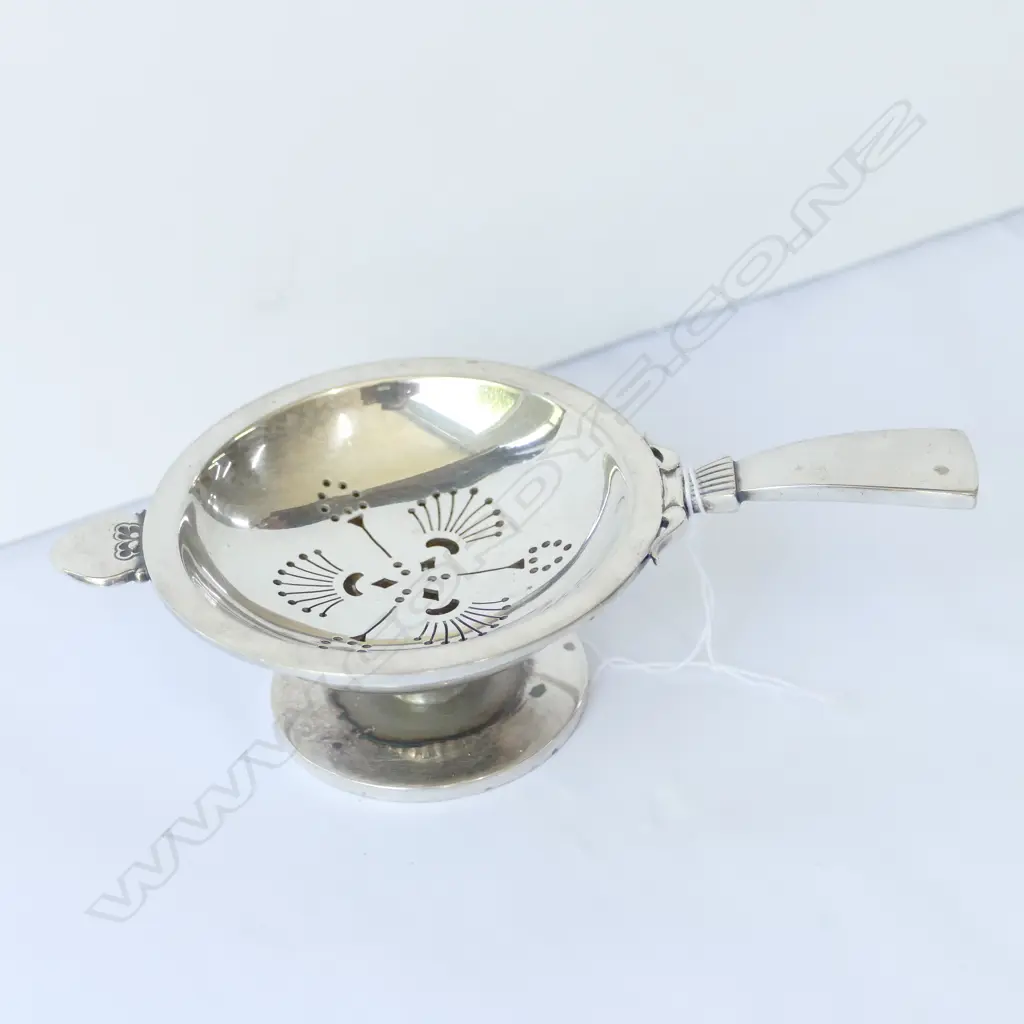 GEORG JENSEN SILVER TEA STRAINER + BOWL 1940'S ??? Image 1++