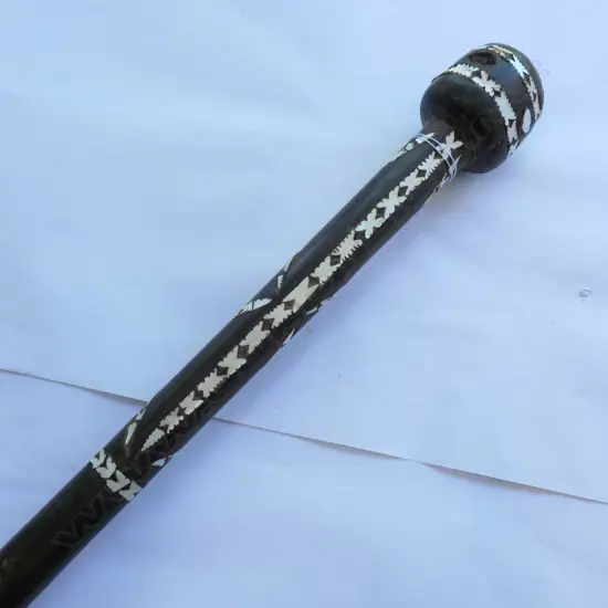 MOP INLAID TRIBAL WALKING STICK 960MM L