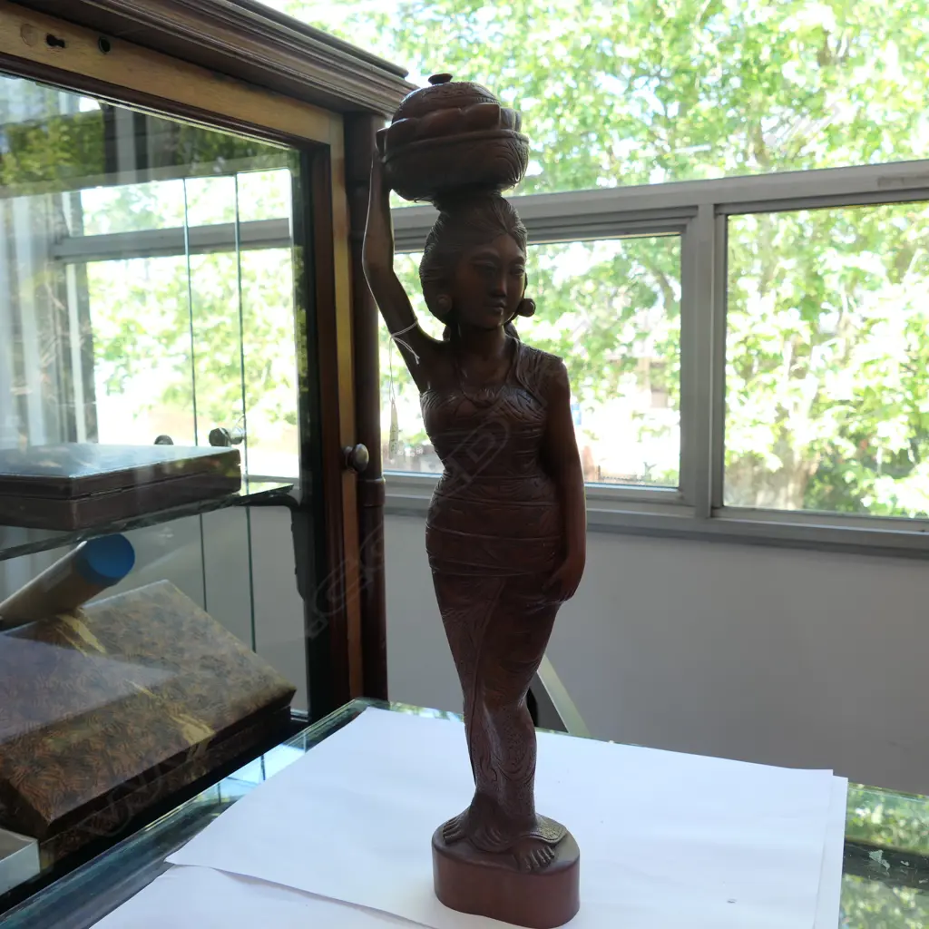 BALINESE 'WOMEN CARRYING A FOOD BASKET' 500MM H Image 1++