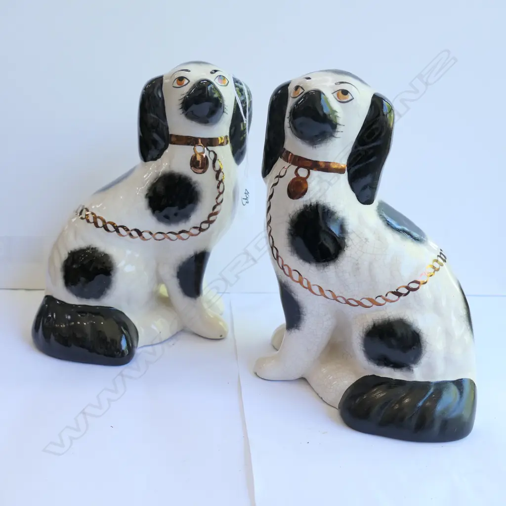 PR ANTIQUE STYLE STAFFORDSHIRE MANTLE DOGS H.215mm Image 1++