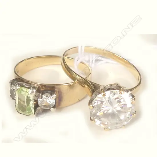 TWO 9CT GOLD PASTE DRESS RINGS 6.2 GM