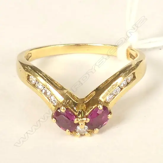 14CT GOLD DIAMOND RUBY RING