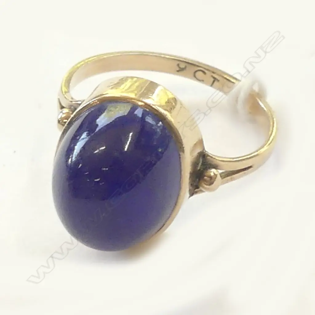 9CT GOLD AND LAPIS? RING Image 1++