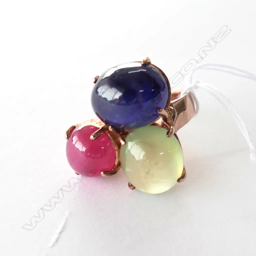 SILVER GILT GEMSTONE RING Image 1++