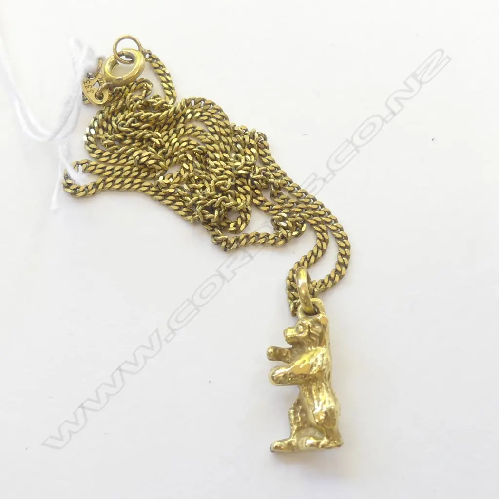 8 CT (333) YELLOW GOLD CHAIN & BEAR PENDENT  4.7 GMS Image 1++