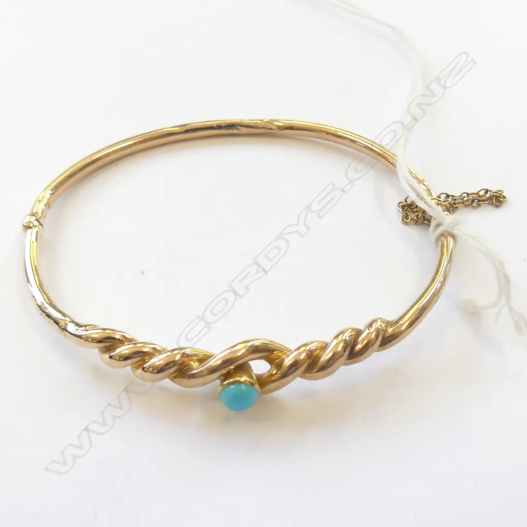 15CT GOLD & TURQUOISE BANGLE 7.53GM Image 1++