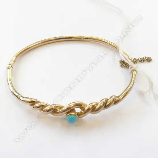 15CT GOLD & TURQUOISE BANGLE 7.53GM