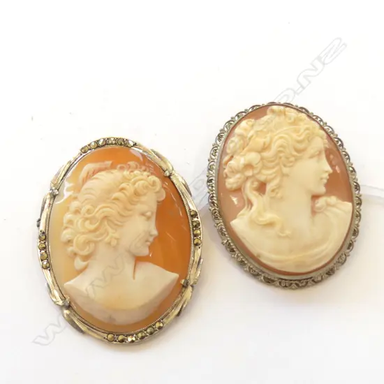 1 SILVER CAMEO, & ANOTHER LARGEST H. 38MM
