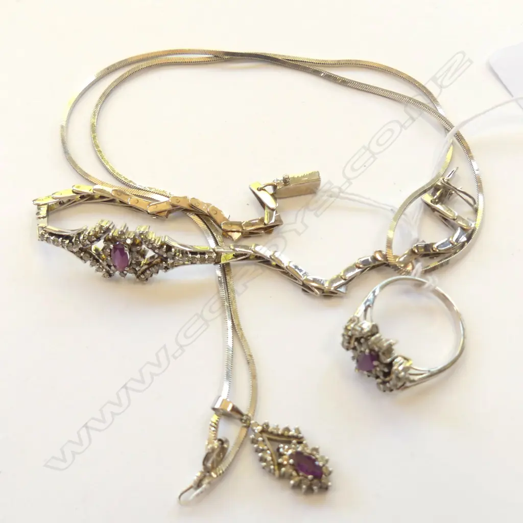 10CT RUBY AND DIAMOND BRACELET/RING/ PENDANT ON SILVER CHAIN Image 1++