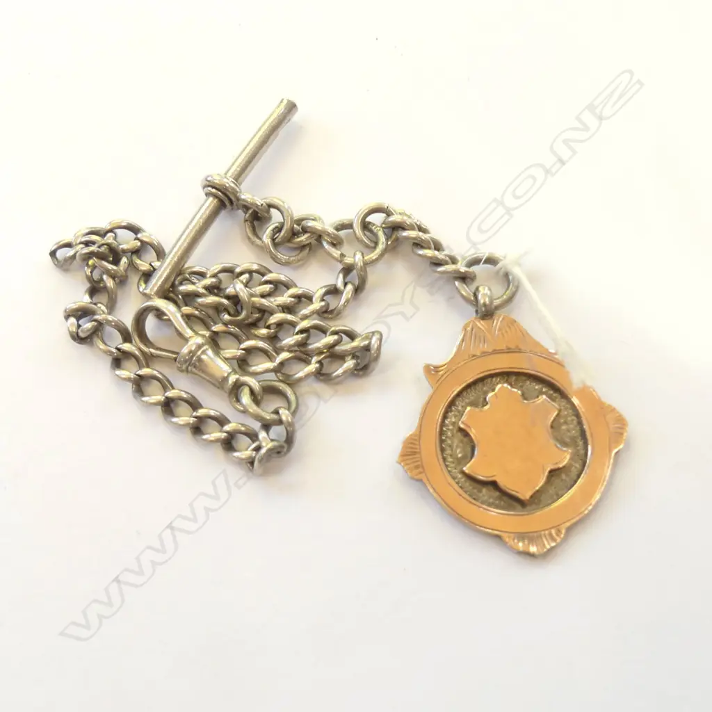 SILVER FOB CHAIN & MEDAL, (MEDAL HALLMARKED) Image 1++