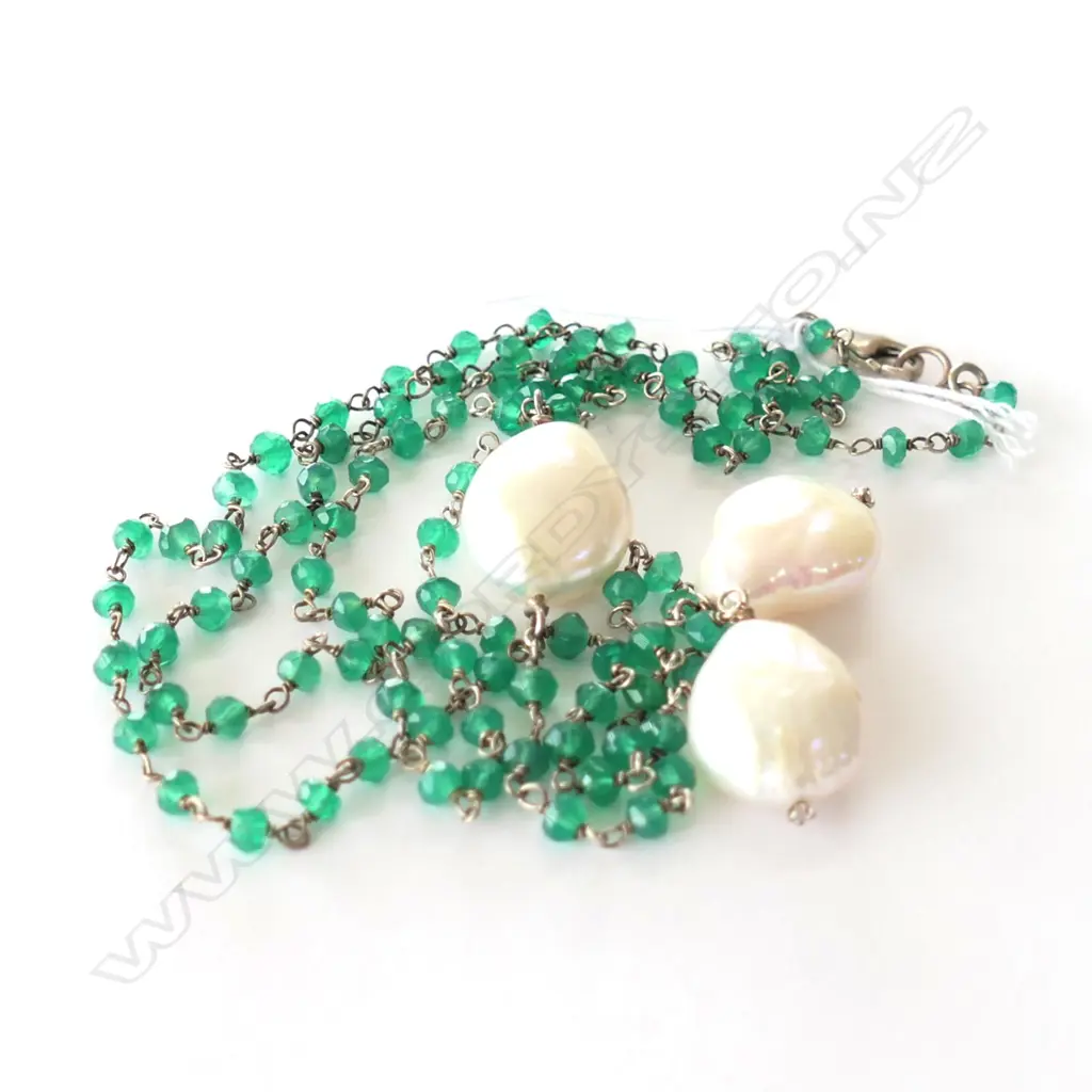 BAROQUE PEARL & GREEN AMETHYST? NECKLACE Image 1++