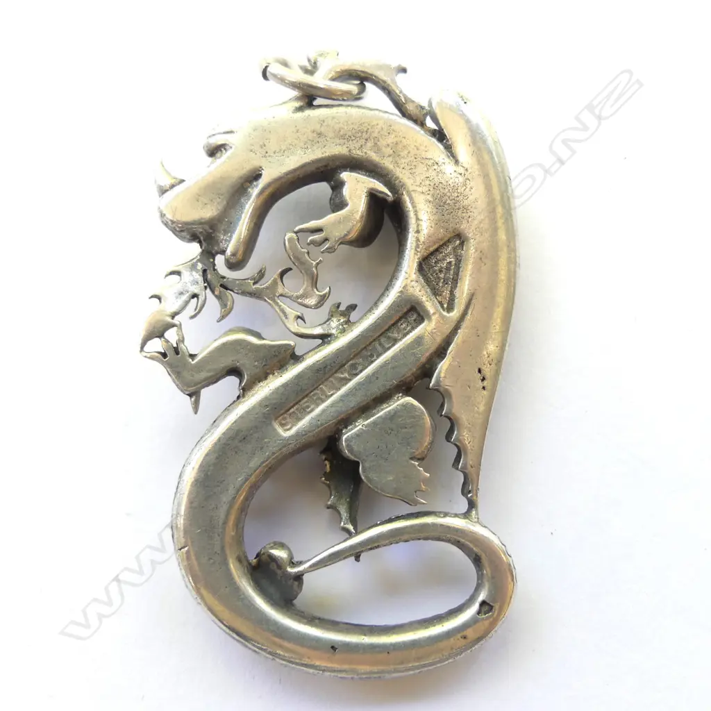HEAVY SILVER DRAGON PENDANT, STAMPED, H. 55MM Image 1++