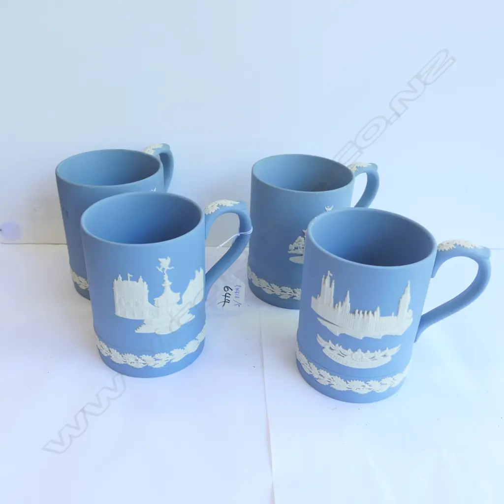 WEDGWOOD BLUE JASPERWARE 4 MUGS Image 1++