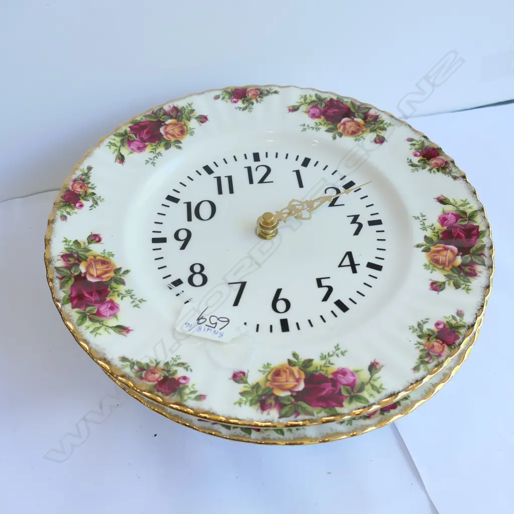 ROYAL ALBERT OLD COUNTRY ROSES CLOCK + OCR TAZZA Image 1++