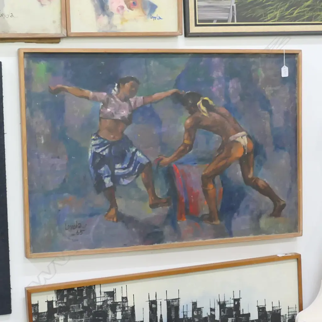 OIL ON BOARD FILIPINE DANCERS BY LOYOLA '65 600 X 900 Image 1++