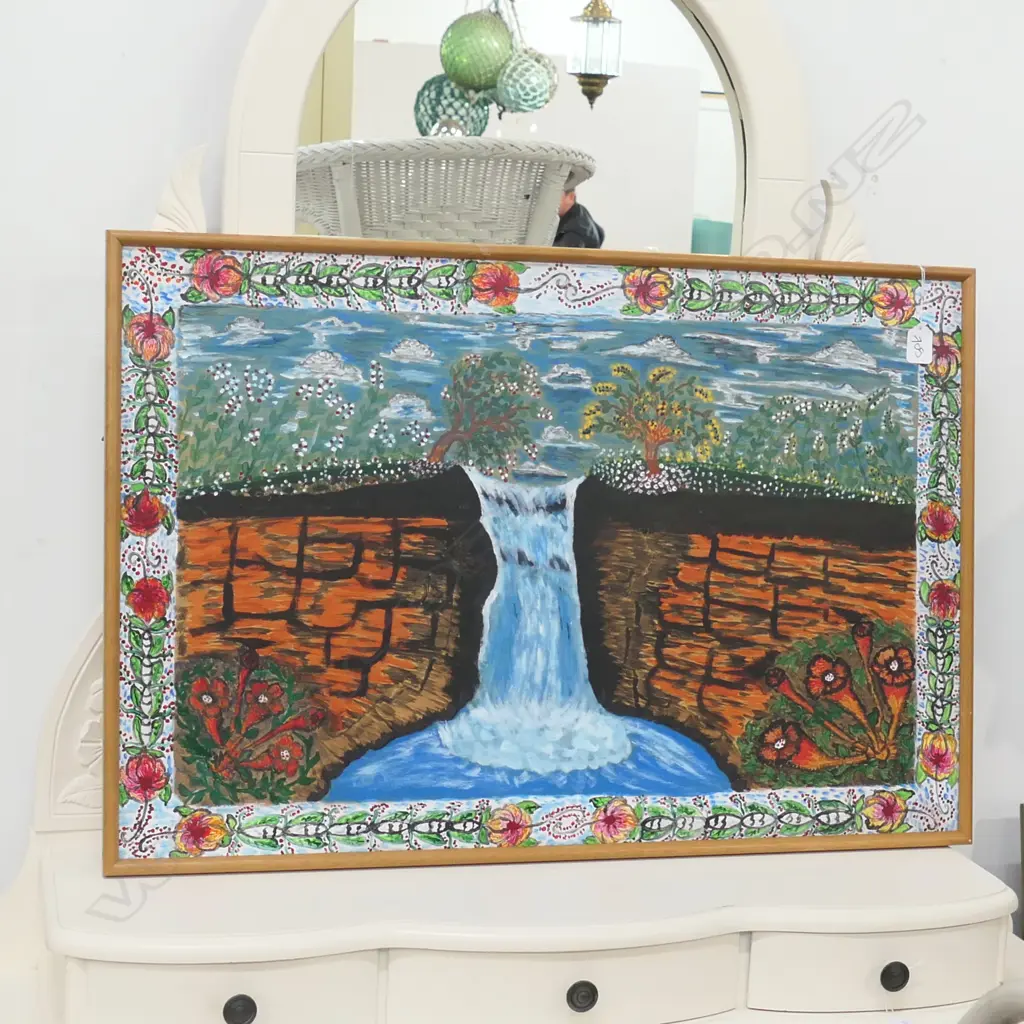 NAIVE FOLK ART ACRYLIC PAINTING PACIFIC IS. ? Image 1++