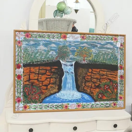 NAIVE FOLK ART ACRYLIC PAINTING PACIFIC IS. ?