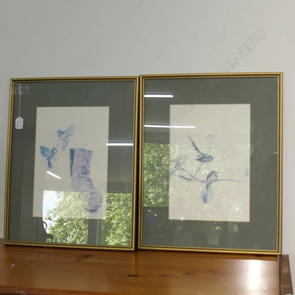 FRAMED PRINTS X 2 -FANTAIL, BLUE TIT Image 1++